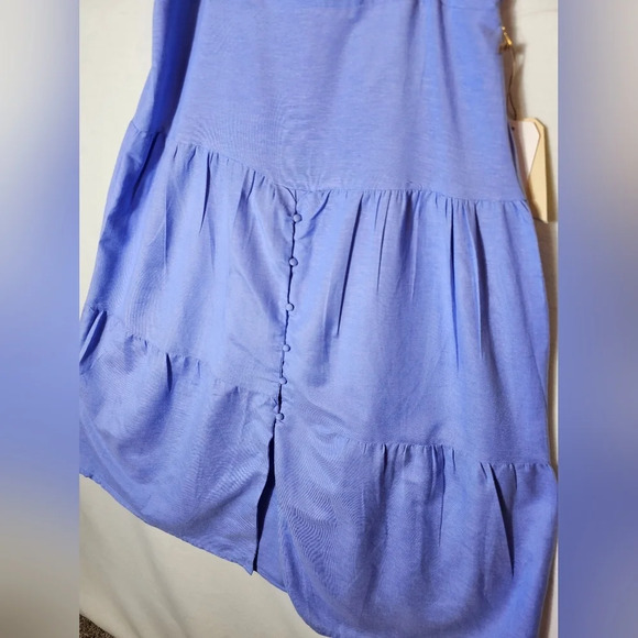Midnight Sky Blue Tiered Linen Blend Long Skirt Women's Size Large NWT - Picture 8 of 11